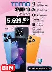 TECNO SPARK 10 4GB/128GB CEP TELEFONU TECNO SPARK 10 4GB/128GB CEP TELEFONU